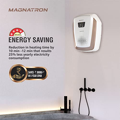 Best Water Geyser Havells Magnatron 25 Litre "India’s first Water Heater having NO HEATING ELEMENT with No Scaling" Storage Water Heater (White Champagne Gold), Wall Mounting in India